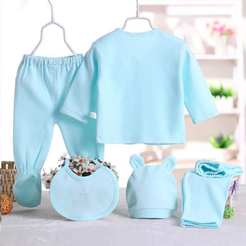 5pcs/Set Newborn Baby Clothing Set Cartoon Infant Boys Girls Clothes Suits Cotton Soft Cute Cat Newborn Outfit Baby Sets ﻿