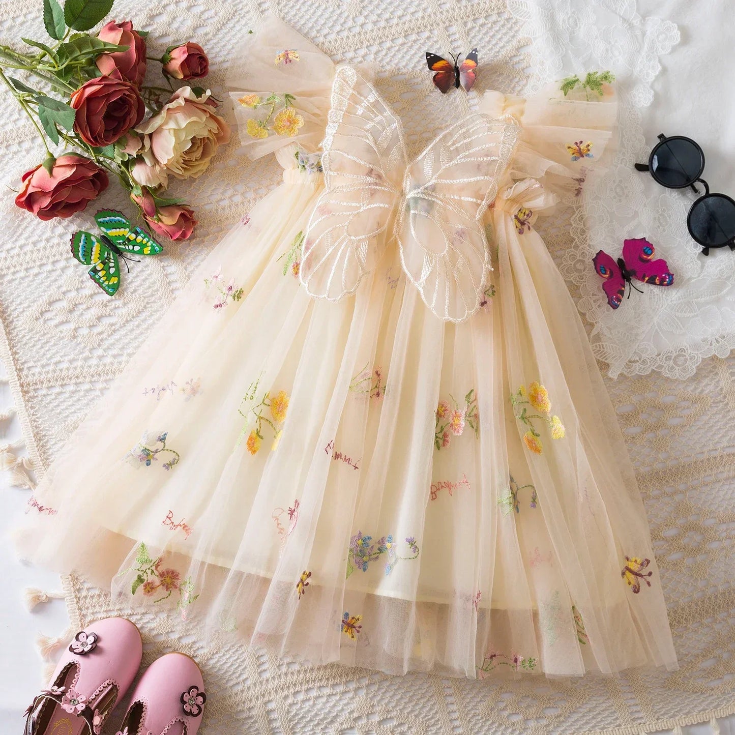 Toddler Baby Girls Party Dresses Back Butterfly