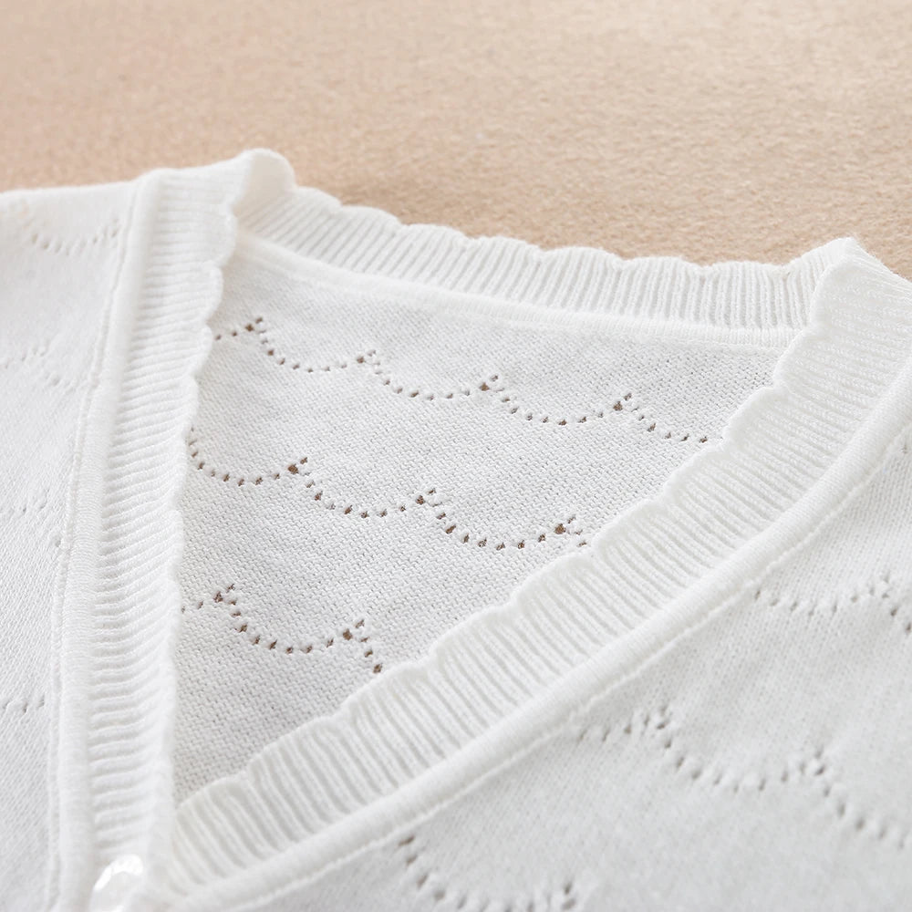 Kids Summer Clothes Girls Lightweight Cardigan Sweater Buttons Long Sleeve Casual Knitted Thin Breathable Outwear