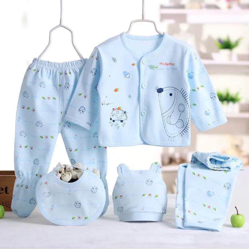 5pcs/Set Newborn Baby Clothing Set Cartoon Infant Boys Girls Clothes Suits Cotton Soft Cute Cat Newborn Outfit Baby Sets ﻿