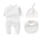 3Pcs Newborn Baby Sets Boy Girl Clothes 0-3 Months 100% Cotton Bodysuit Hat Bib Solid Color Long Sleeve Jumpsuits Infant Outfits
