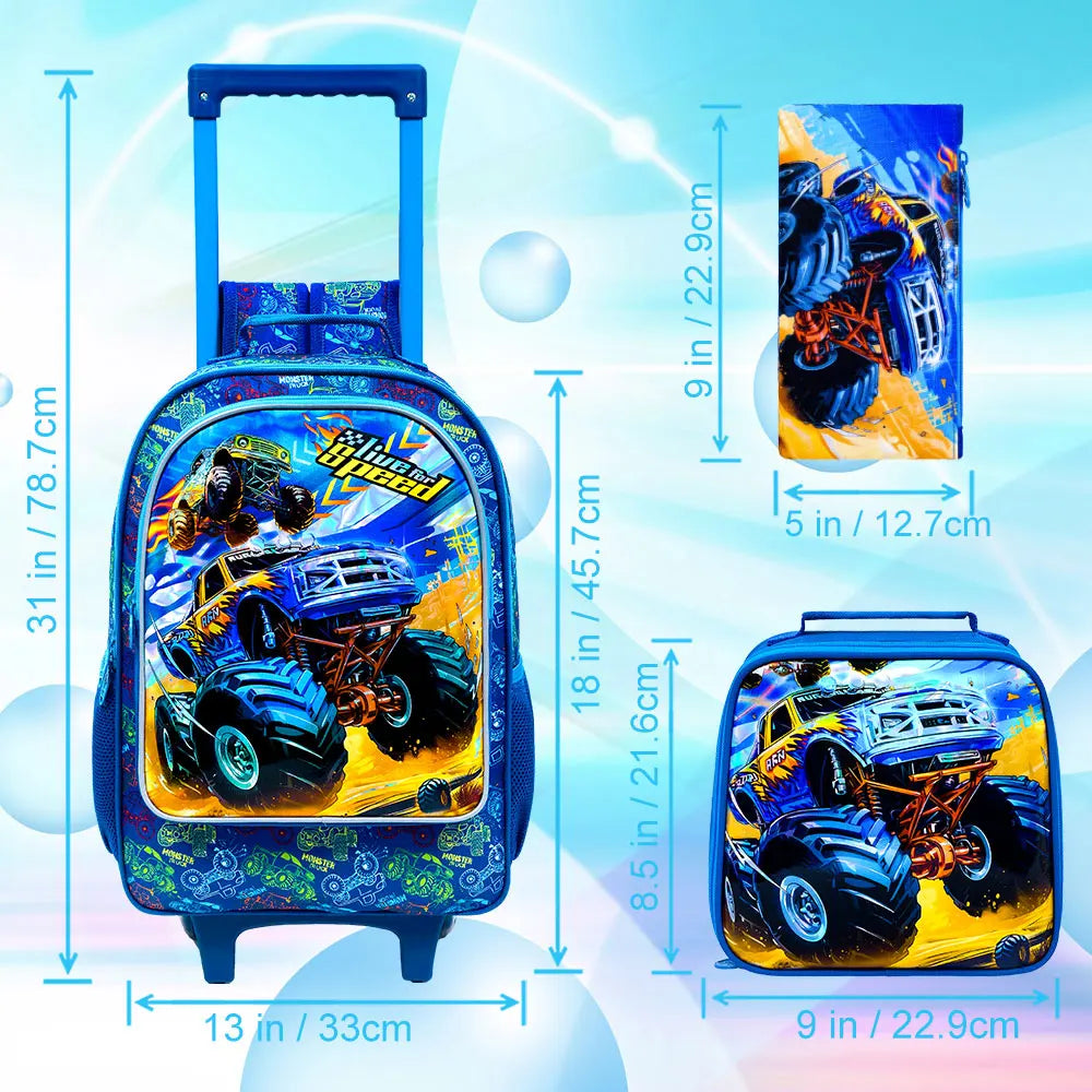 Kids Suitcase for Boys Wheeled Backpack