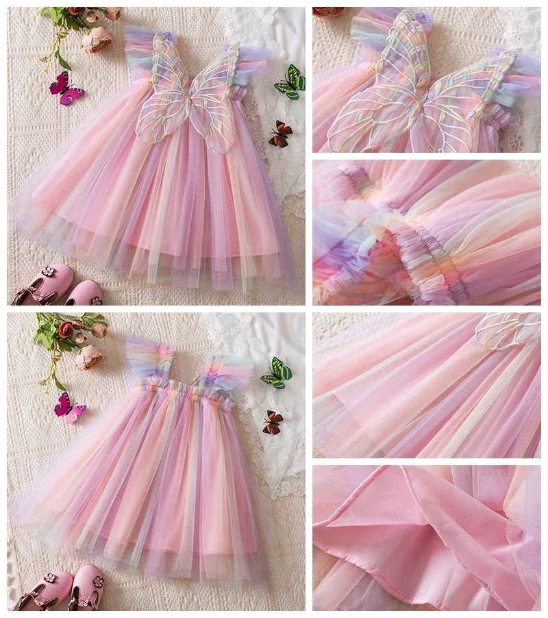 Toddler Baby Girls Party Dresses Back Butterfly