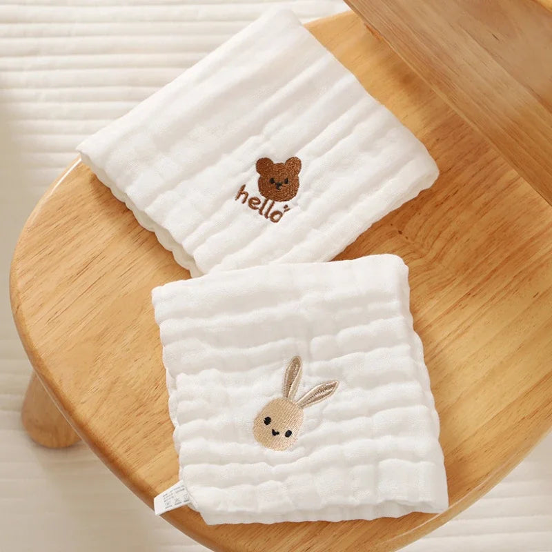6 Layer Cotton Embroidery Baby Saliva Towels Hand Face Wipes Newborn