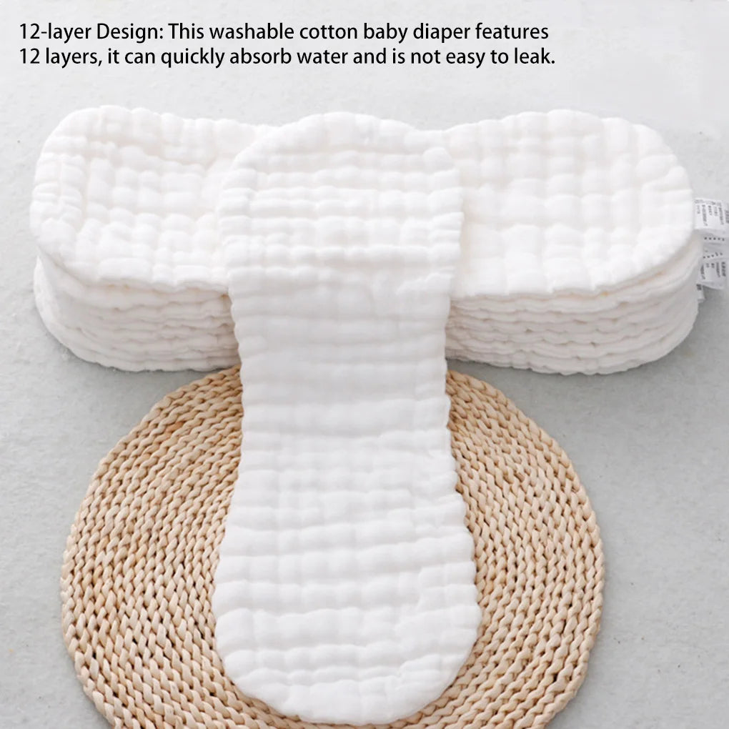 12-Ply Newborn Baby Diapers – Comfortable, Breathable Nappy Pants with Unisex Design, Household Pad, and Cotton Inserts (36x15cm)