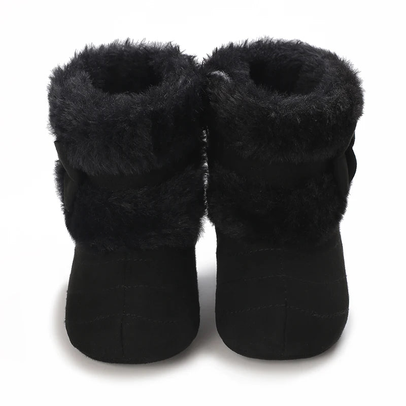 0-18M baby shoes Girls winter plush comfort snow boots cute bow cotton shoes baby soft soled non-slip toddler shoes