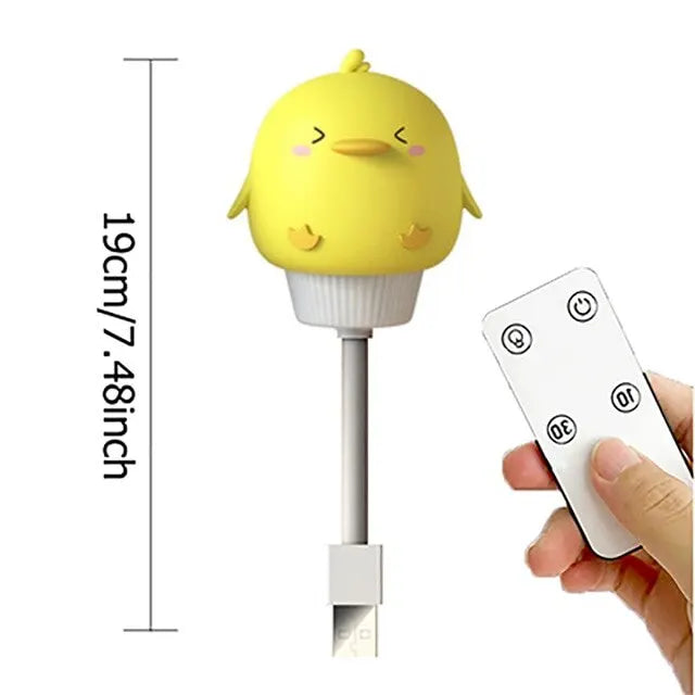Kid Bedroom Decor Bedside Lamp USB Night Light LED Chlidren Cute Cartoon Night Lamp Bear Chick Kitten Remote Control for Baby