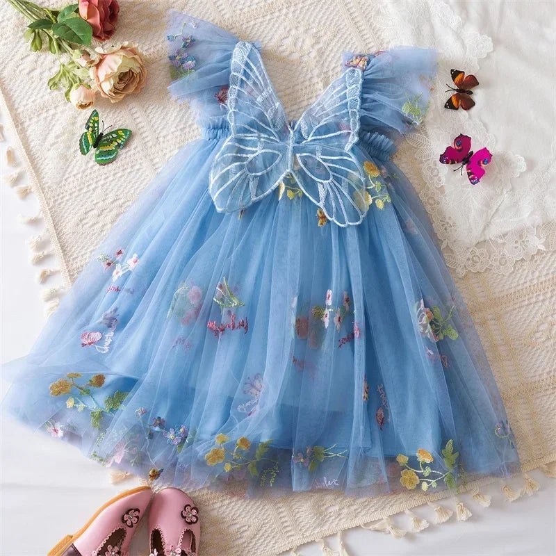 Toddler Baby Girls Party Dresses Back Butterfly