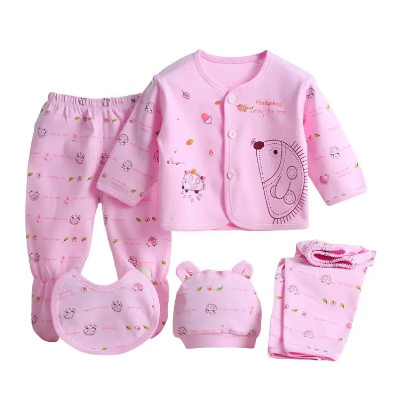 5pcs/Set Newborn Baby Clothing Set Cartoon Infant Boys Girls Clothes Suits Cotton Soft Cute Cat Newborn Outfit Baby Sets ﻿