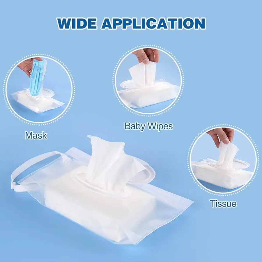 Baby Wet Wipe Pouch Cute Snap-Strap Refillable