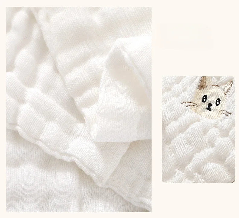 6 Layer Cotton Embroidery Baby Saliva Towels Hand Face Wipes Newborn