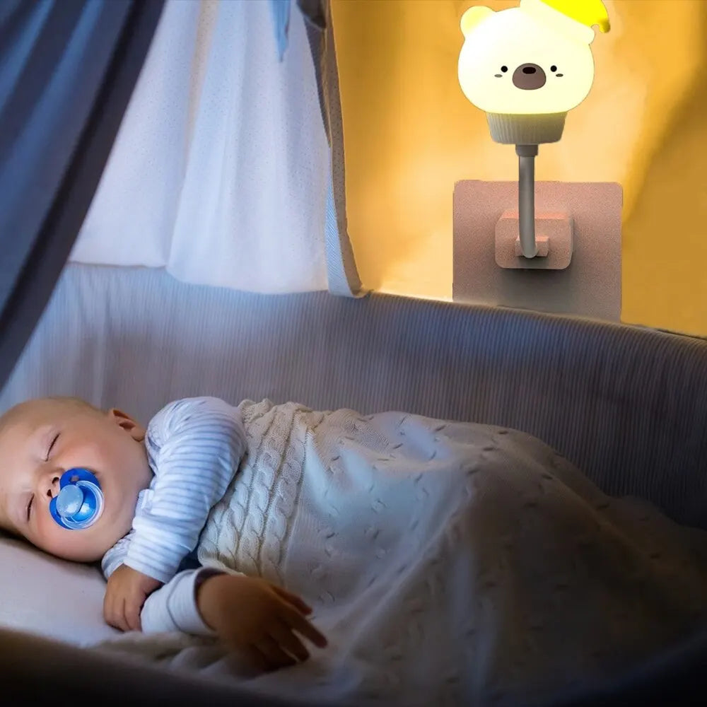 Kid Bedroom Decor Bedside Lamp USB Night Light LED Chlidren Cute Cartoon Night Lamp Bear Chick Kitten Remote Control for Baby