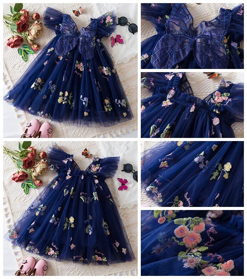 Toddler Baby Girls Party Dresses Back Butterfly