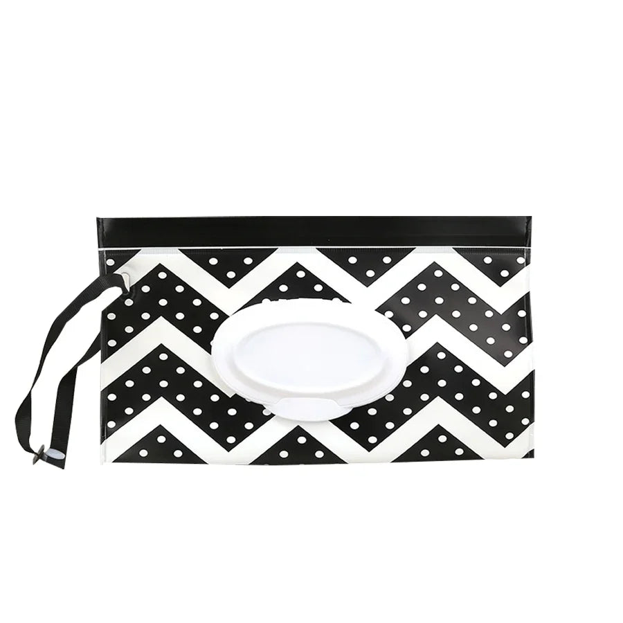 Baby Wet Wipe Pouch Cute Snap-Strap Refillable