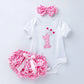 3 Pcs Set Baby Newborns 2025 Summer Cotton Short Sleeve Leopard Bodysuit High-heeled Shoes Christmas Ruffle Baby Girl Clothes Set