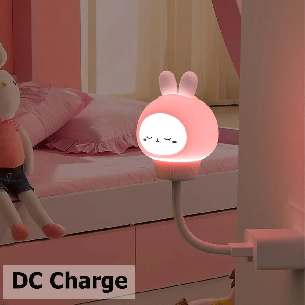 Kid Bedroom Decor Bedside Lamp USB Night Light LED Chlidren Cute Cartoon Night Lamp Bear Chick Kitten Remote Control for Baby