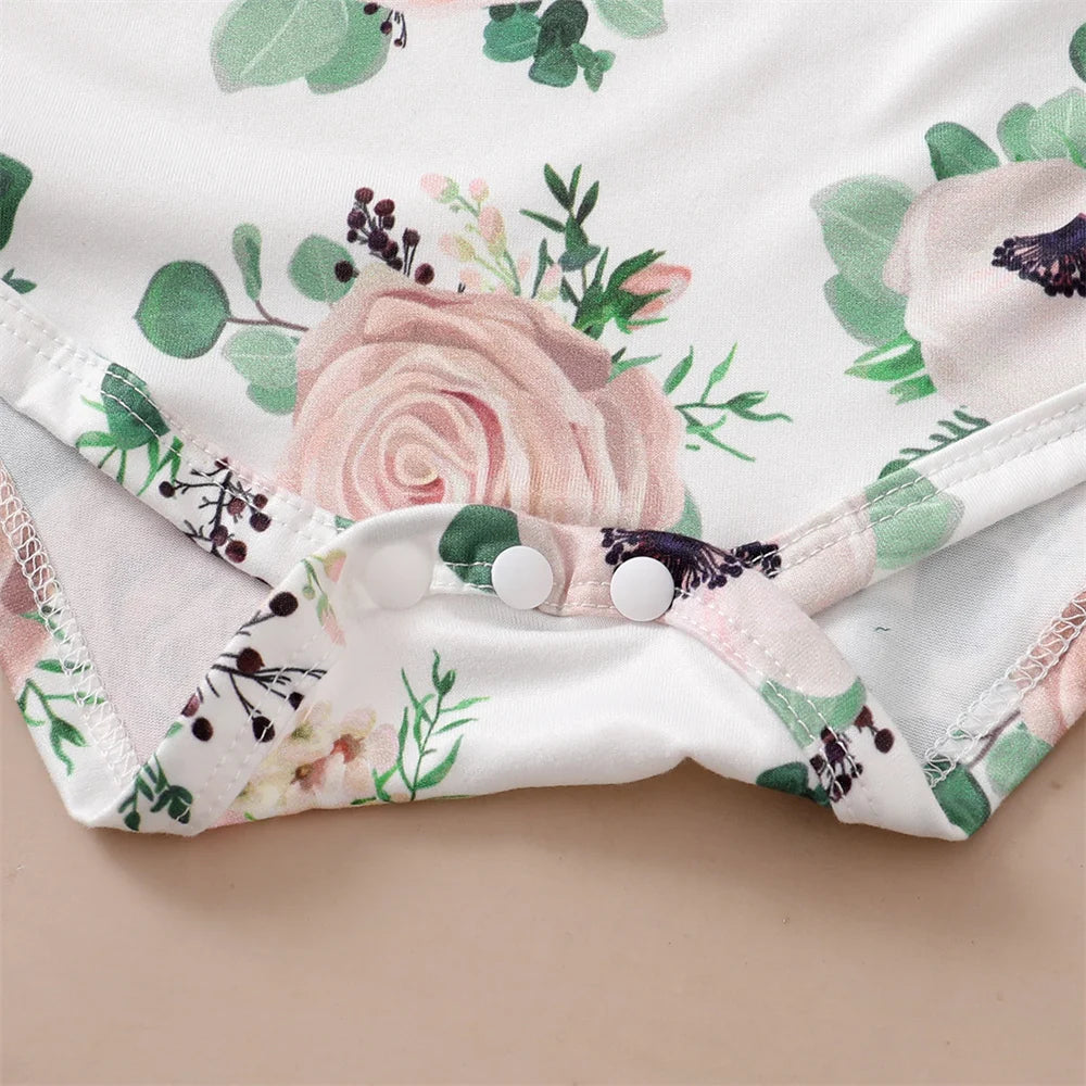 0-12Months Newborn Baby Girl 3PCS Clothes Set Floral Long Sleeve Fashion Spring & Autumn Daily Outfit
