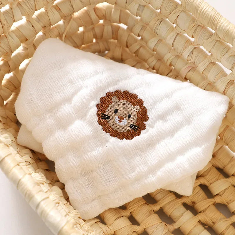 6 Layer Cotton Embroidery Baby Saliva Towels Hand Face Wipes Newborn