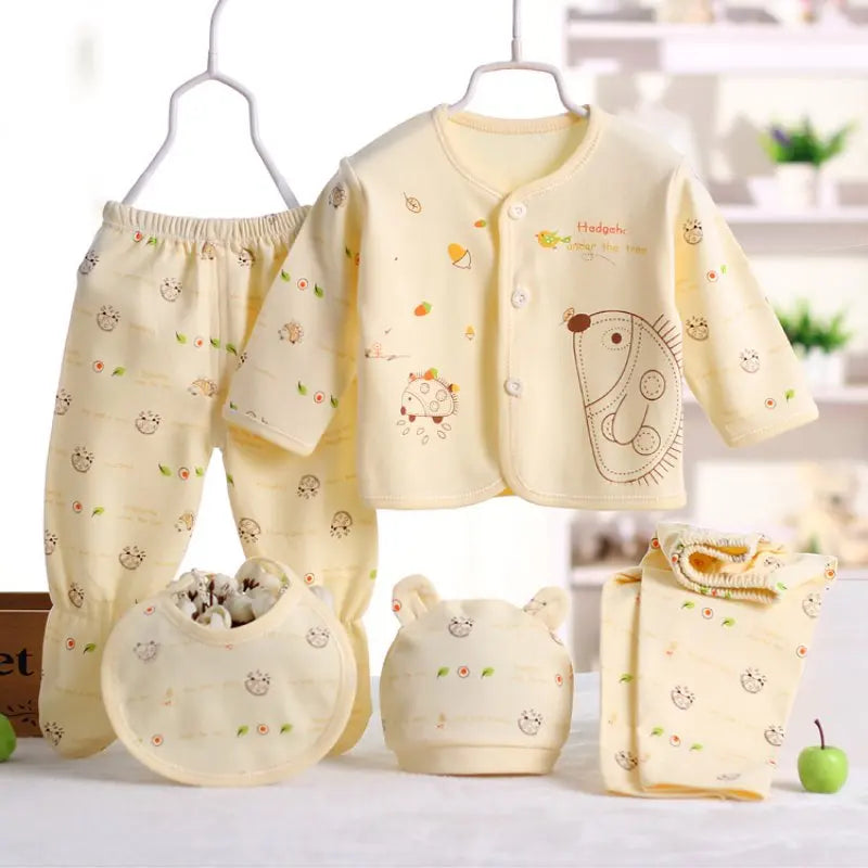 5pcs/Set Newborn Baby Clothing Set Cartoon Infant Boys Girls Clothes Suits Cotton Soft Cute Cat Newborn Outfit Baby Sets ﻿