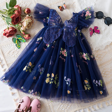 Toddler Baby Girls Party Dresses Back Butterfly