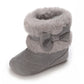 0-18M baby shoes Girls winter plush comfort snow boots cute bow cotton shoes baby soft soled non-slip toddler shoes
