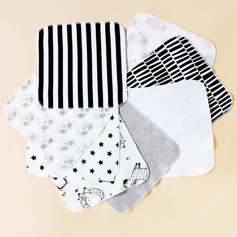 Newborn 8 Piece Baby Saliva Wipes 100% Cotton Soft and Comfortable Shower Towels