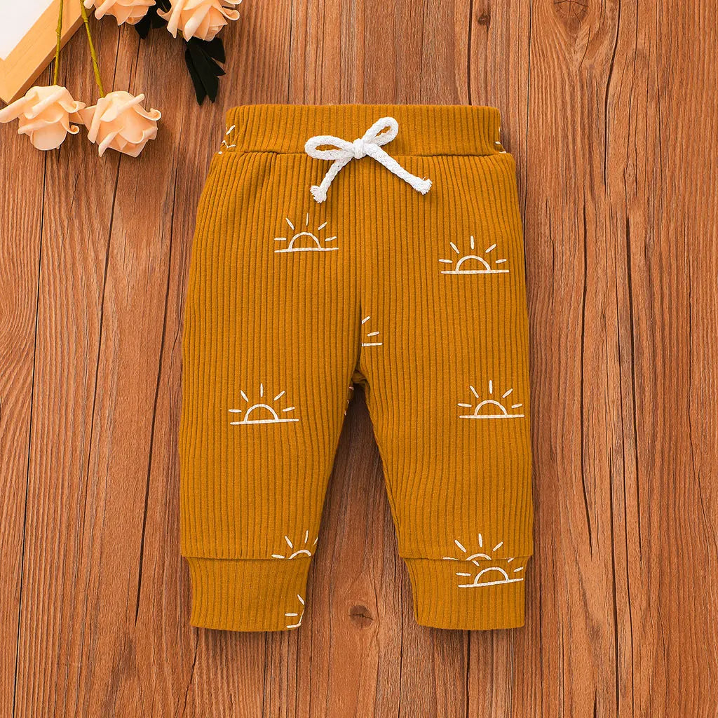 3 PCS Baby Boy Clothes Set Spring Autumn Knitted V-neck Romper+infant Pants+Cap Newborn Outfit