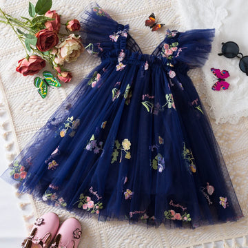 Toddler Baby Girls Party Dresses Back Butterfly