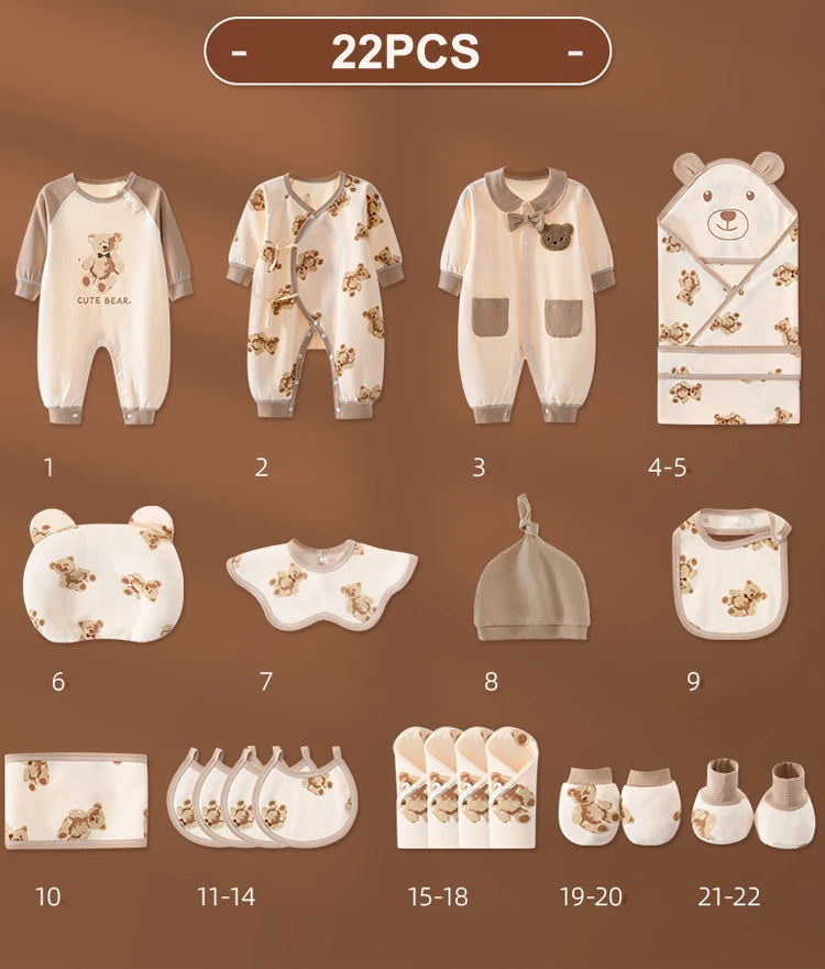 20/22/24/26 Pieces Newborn Clothes Baby Gift Pure Cotton Baby Set 0-6 Months Spring Summer Kids Clothes Suit Unisex Without Box