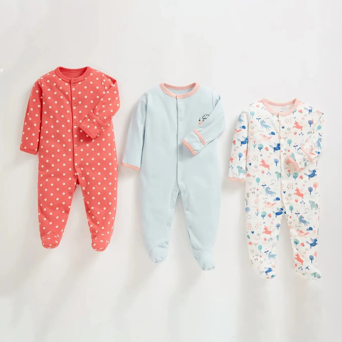 Soft Organic Cotton Baby Bodysuits - 3 Pack for 0-12 Months