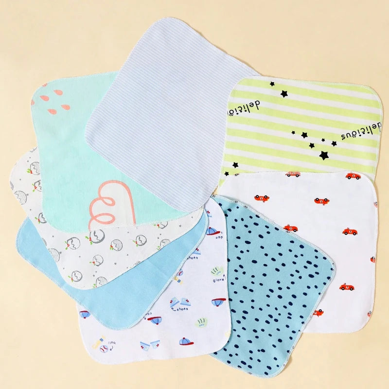 Newborn 8 Piece Baby Saliva Wipes 100% Cotton Soft and Comfortable Shower Towels