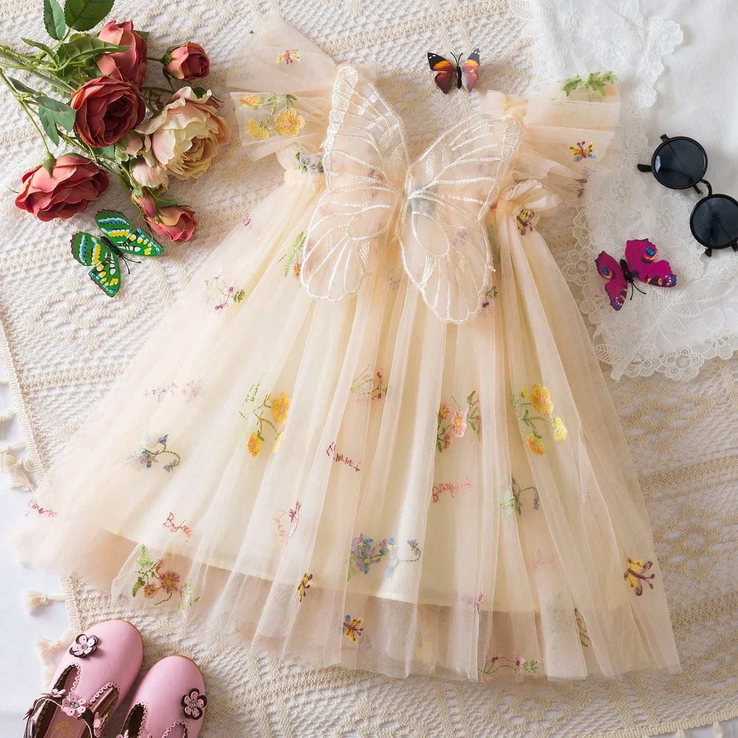 Toddler Baby Girls Party Dresses Back Butterfly
