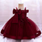 Baby Girls Elegant Big Bow Party Dress | Wedding & Birthday Princess Gown 6-36M