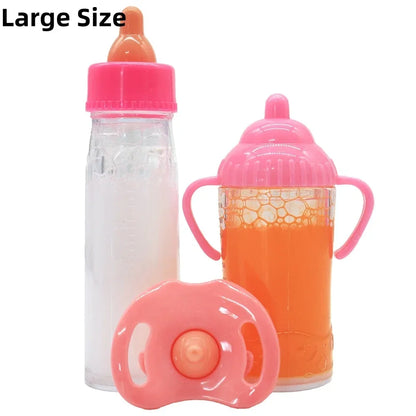 Doll Feeding Bottle Set Baby Care Toy Stroller 2pc Milk And Juice