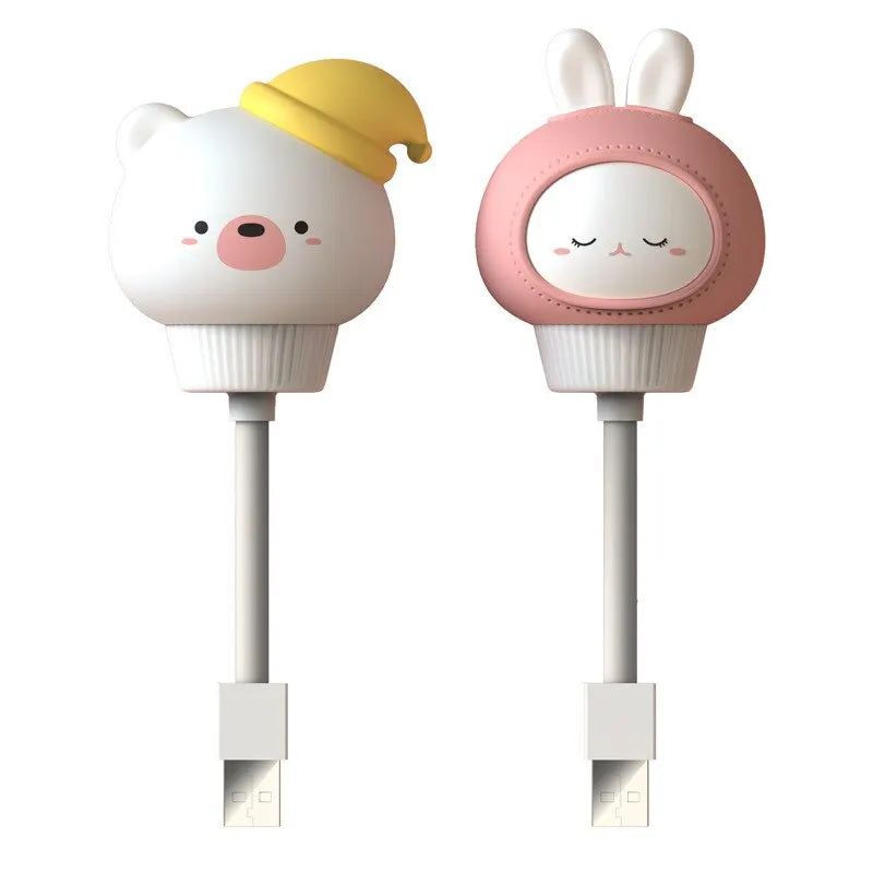 Kid Bedroom Decor Bedside Lamp USB Night Light LED Chlidren Cute Cartoon Night Lamp Bear Chick Kitten Remote Control for Baby