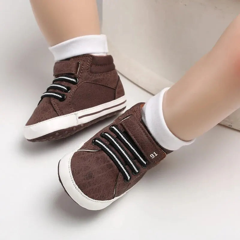 Baby Shoes Boys High Top Casual Cotton Soft Sole Newborn Walking 0 18 Months