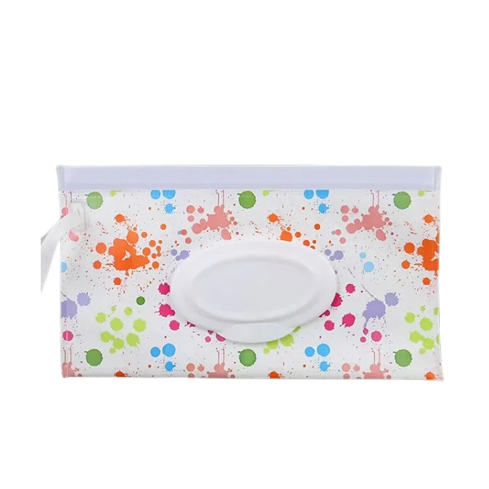 Baby Wet Wipe Pouch Cute Snap-Strap Refillable